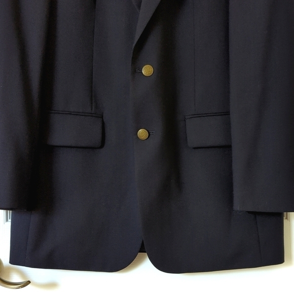 Oscar de la Renta Classic 100% Wool Preppy Blazer Jacket Dark Navy Blue 40L - Picture 6 of 14